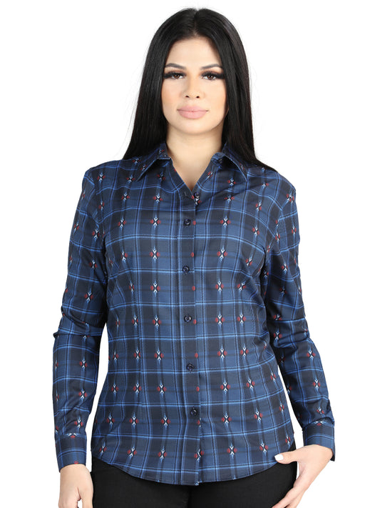 El General - Casual Long-Sleeve Shirt - Black/Blue 44721