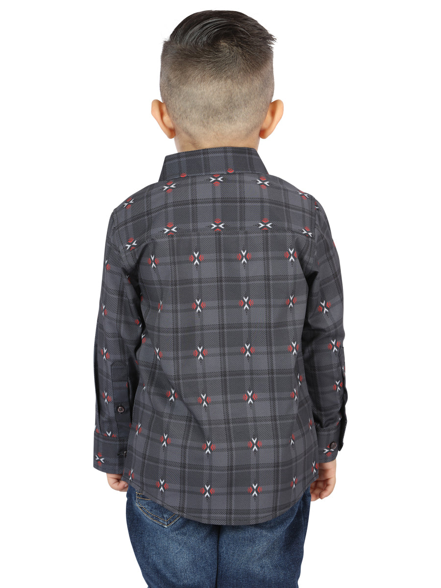 The General Gray/Brown Casual Long-Sleeve Shirt 44742