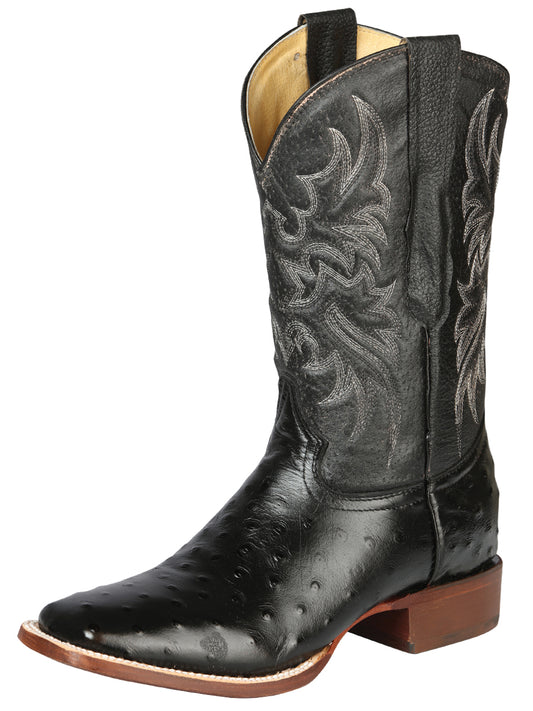 El General Rodeo - Printed Ostrich Leather Boots - Black 44935