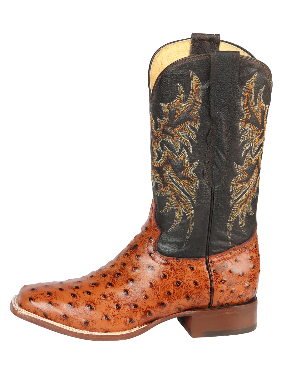 El General Rodeo - Printed Ostrich Leather Boots - Cognac 44936