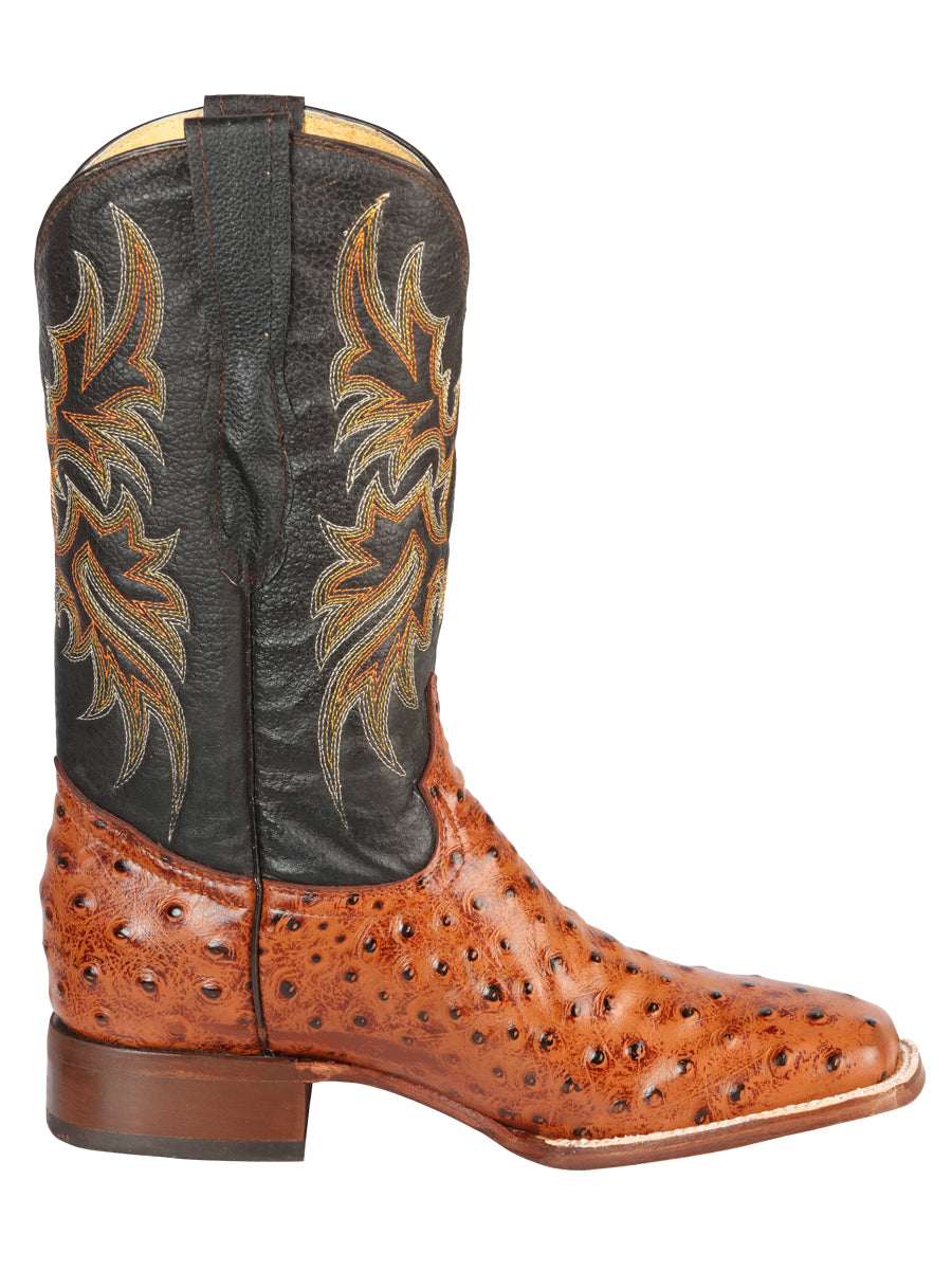 El General Rodeo - Printed Ostrich Leather Boots - Cognac 44936