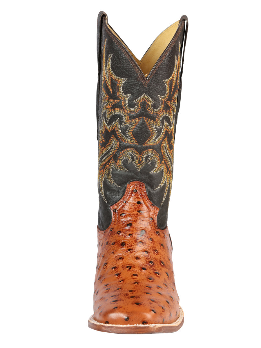El General Rodeo - Printed Ostrich Leather Boots - Cognac 44936