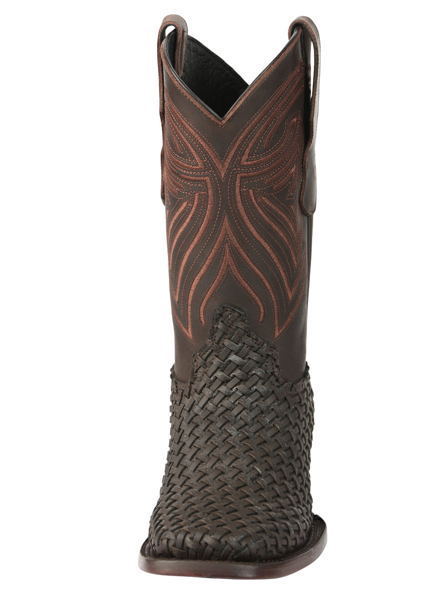 El General Men's Leather Rodeo Boots Petatillo - Chocolate 45013