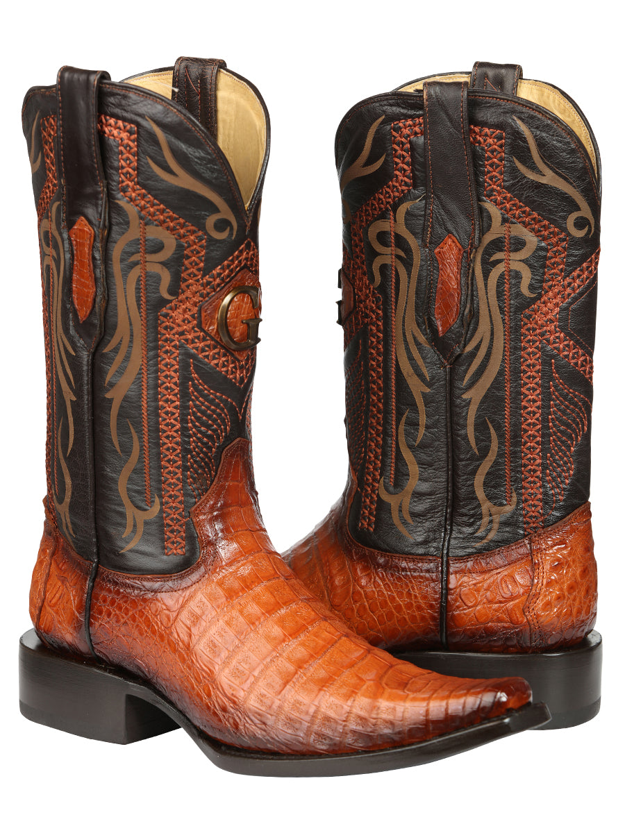 El General Men's Exotic Caiman Belly Cowboy Boots - Cognac 45080