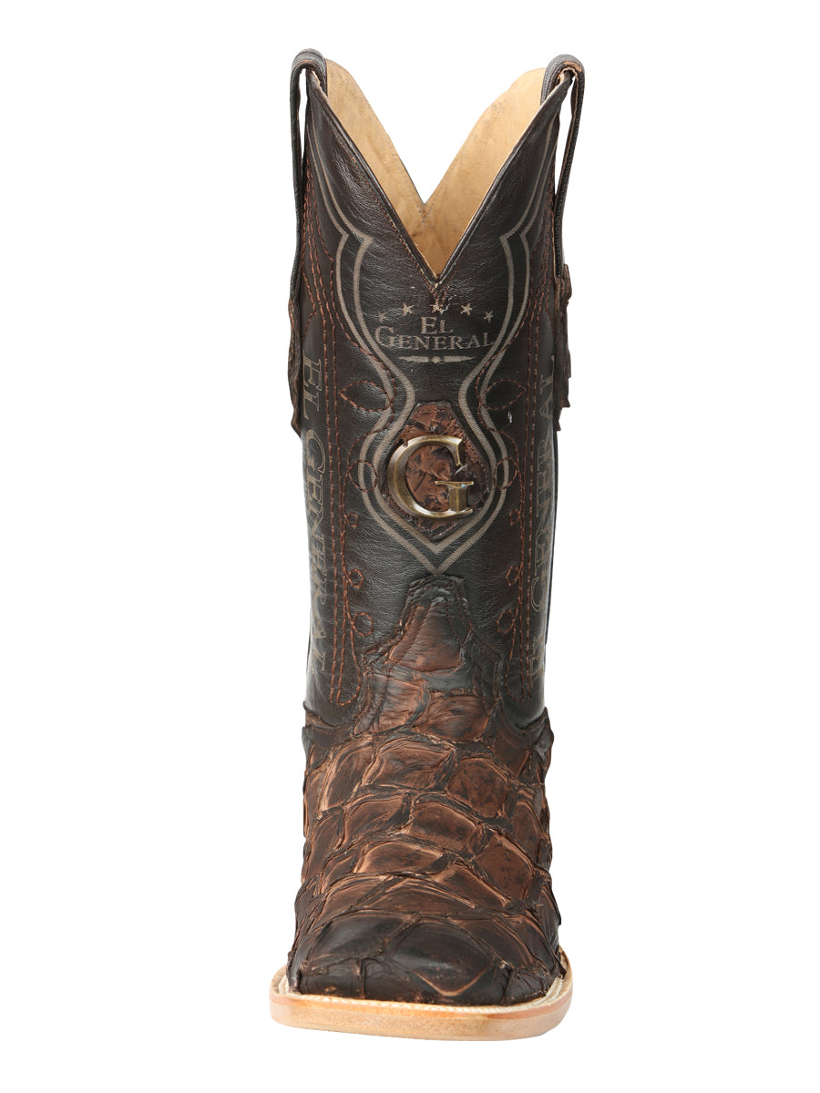 El General Men's Exotic Monster Fish Rodeo Cowboy Boots - Brown 45084