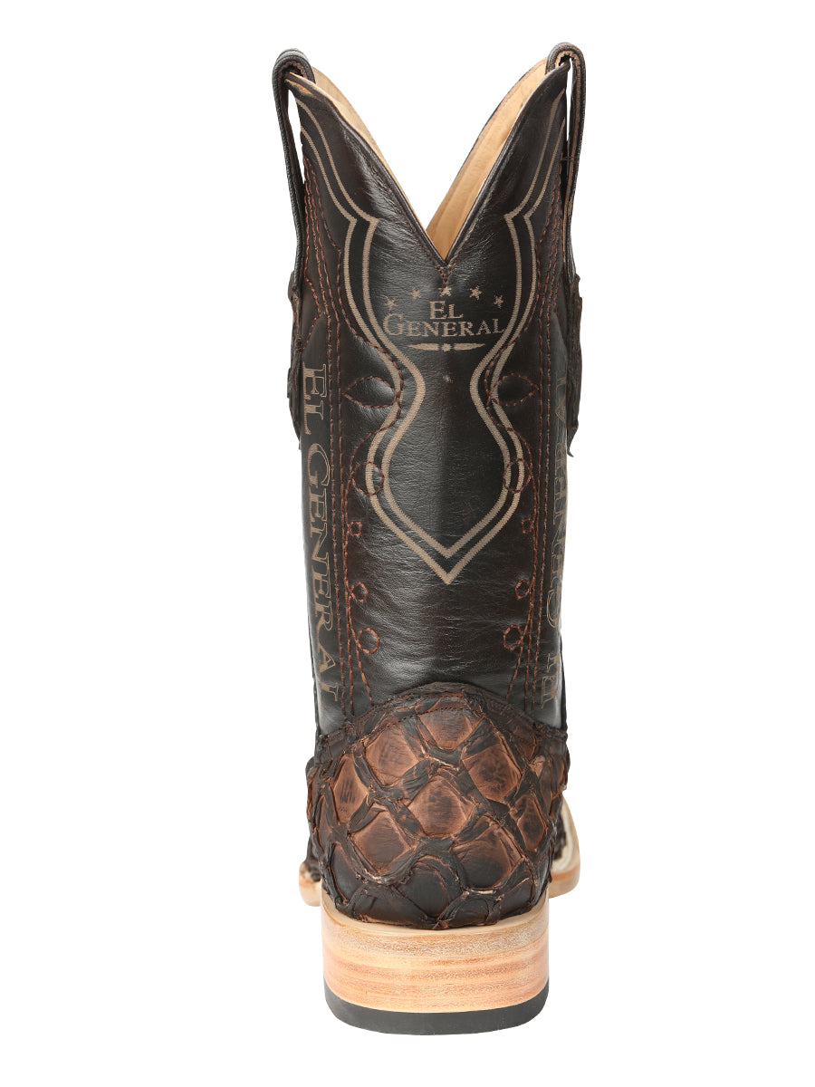El General Men's Exotic Monster Fish Rodeo Cowboy Boots - Brown 45084