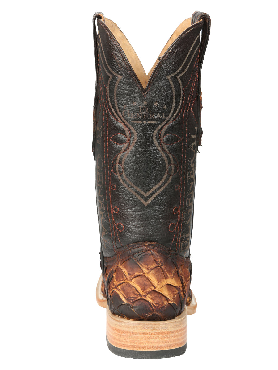 El General Men's Exotic Monster Fish Rodeo Cowboy Boots - Cognac 45085