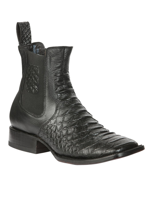 El General Men's Python Imitation Black Ankle Boots 45093