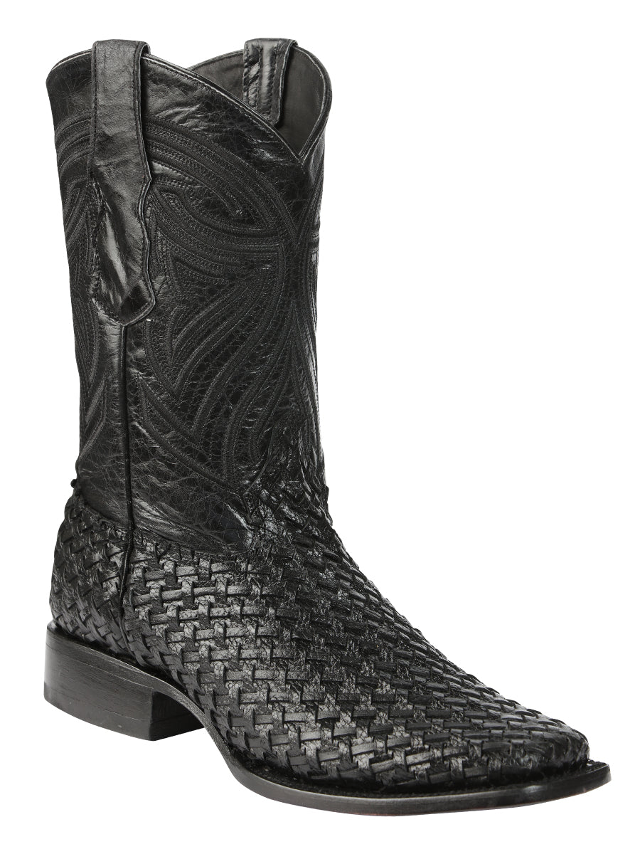 El General Men's Leather Rodeo Boots Petatillo - Black 45096