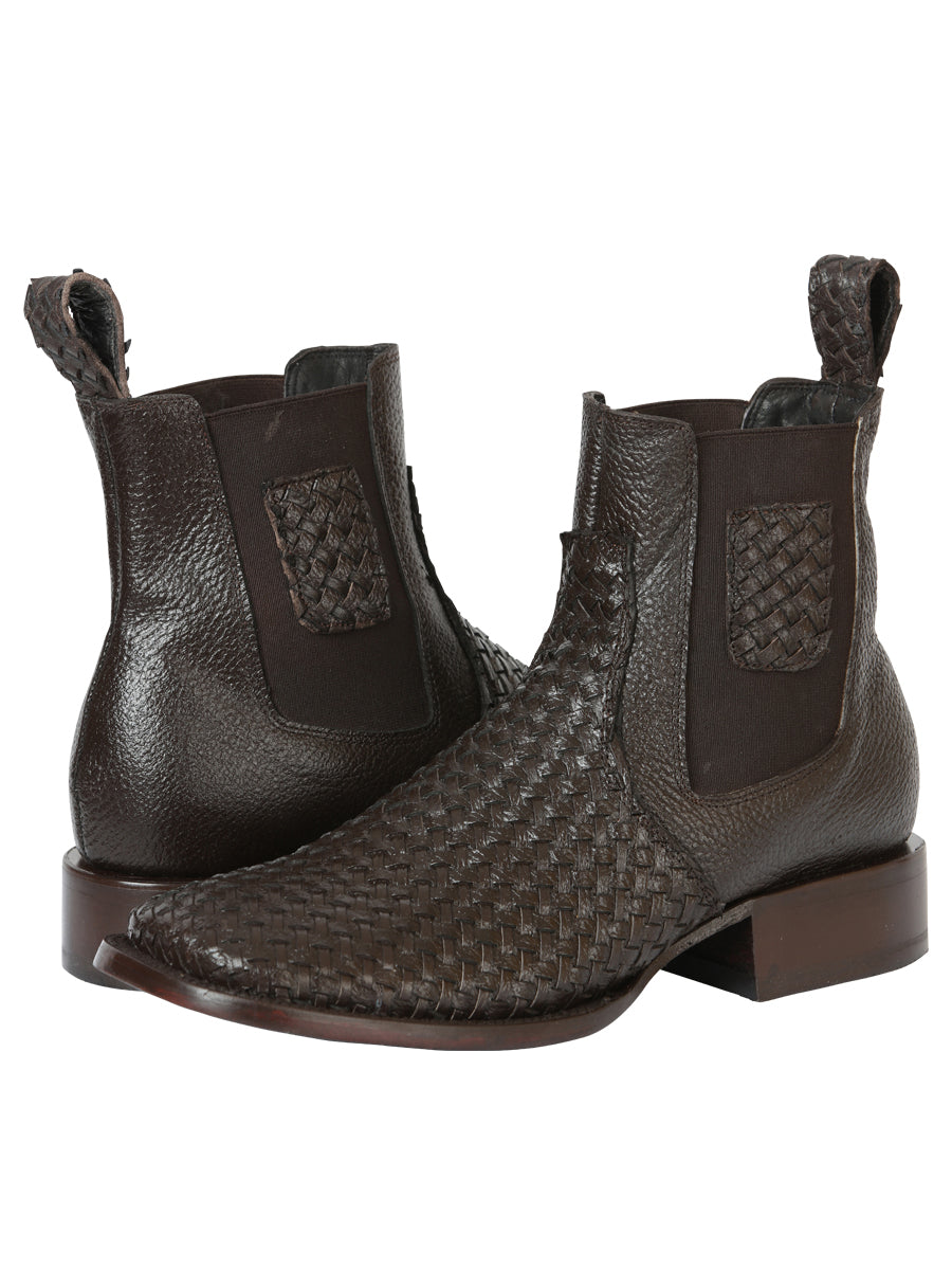 El General Men's Rodeo Brown Petatillo Woven Ankle Boots 45177