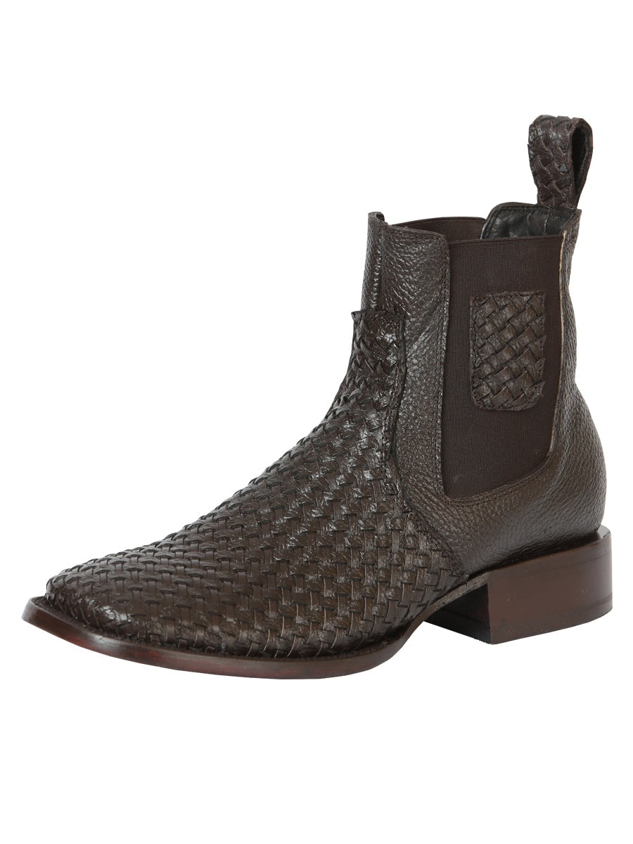 El General Men's Rodeo Brown Petatillo Woven Ankle Boots 45177