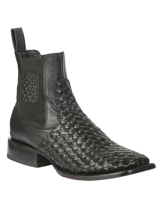 El General Men's Rodeo Black Petatillo Woven Ankle Boots 45181