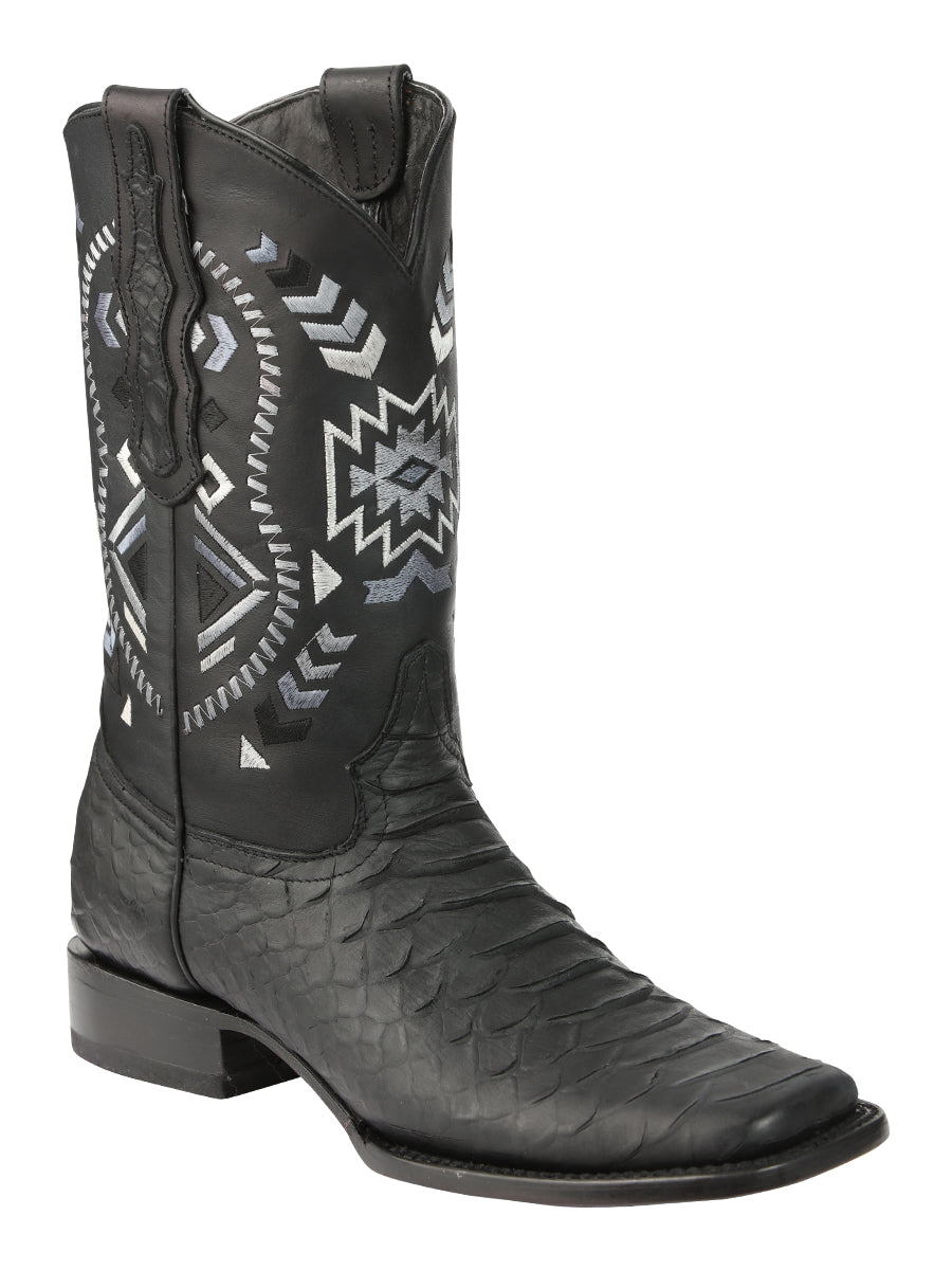 El General Men's Black Python Imitation Rodeo Boots 45398