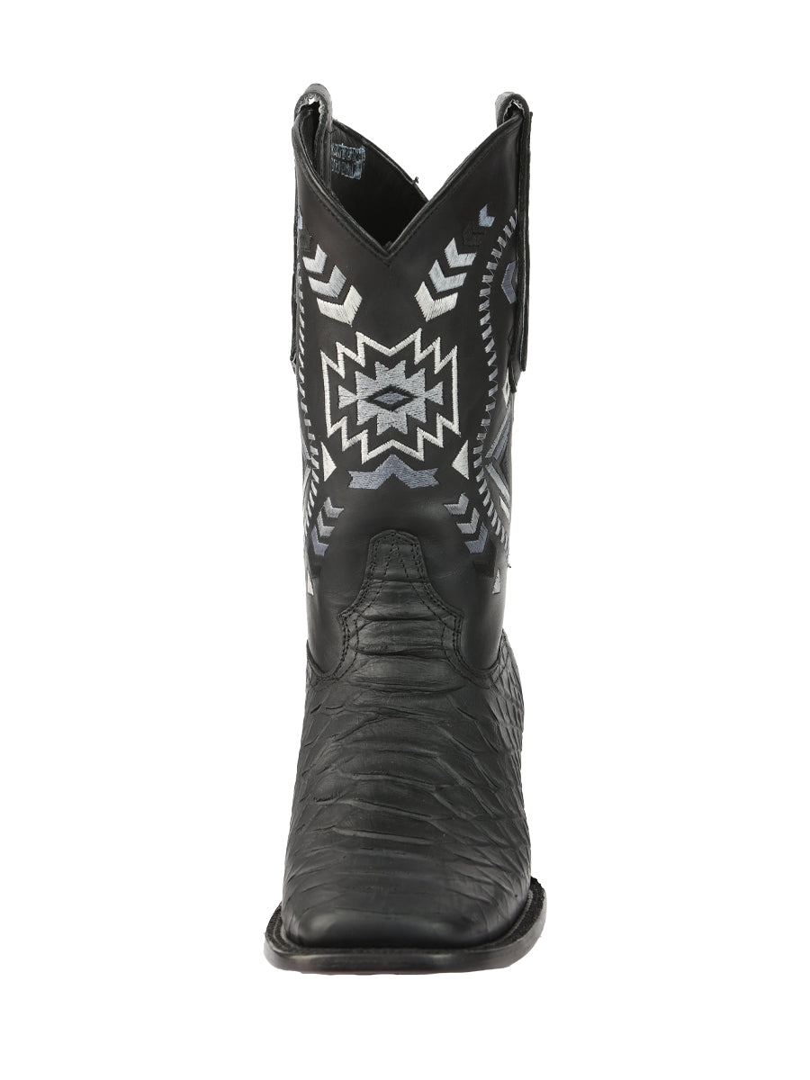 El General Men's Black Python Imitation Rodeo Boots 45398