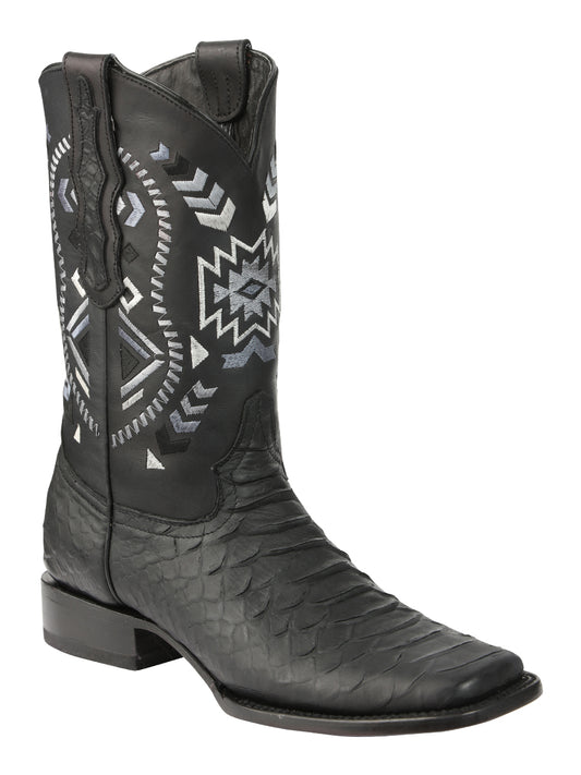 El General Men's Black Python Imitation Rodeo Boots 45398