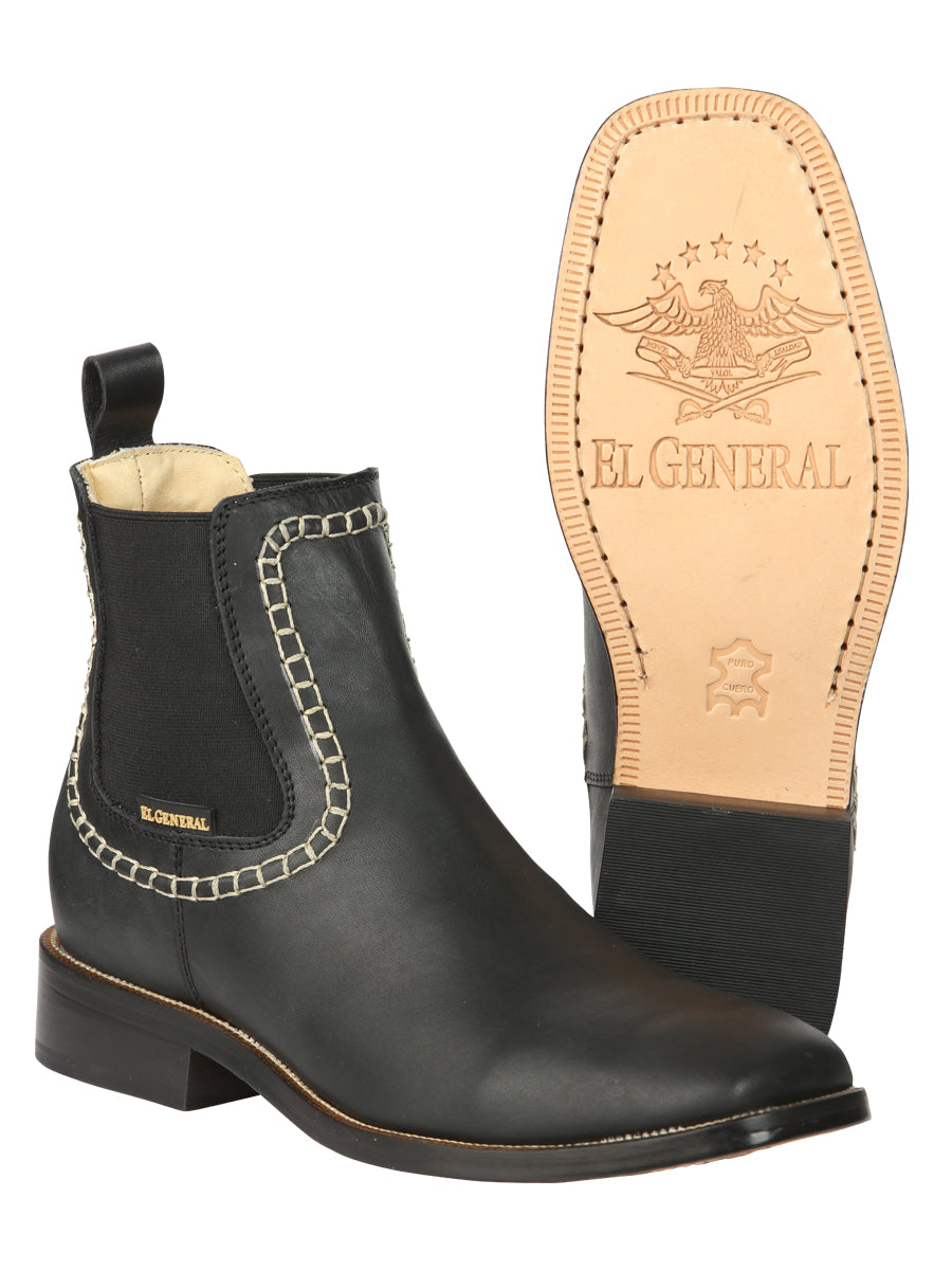 El General Men's Leather Ankle Boots - Black 45420
