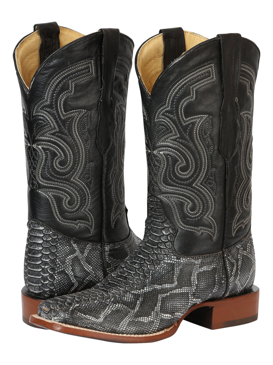 El General Men's Python Imitation Rodeo Boots - Gray 45432