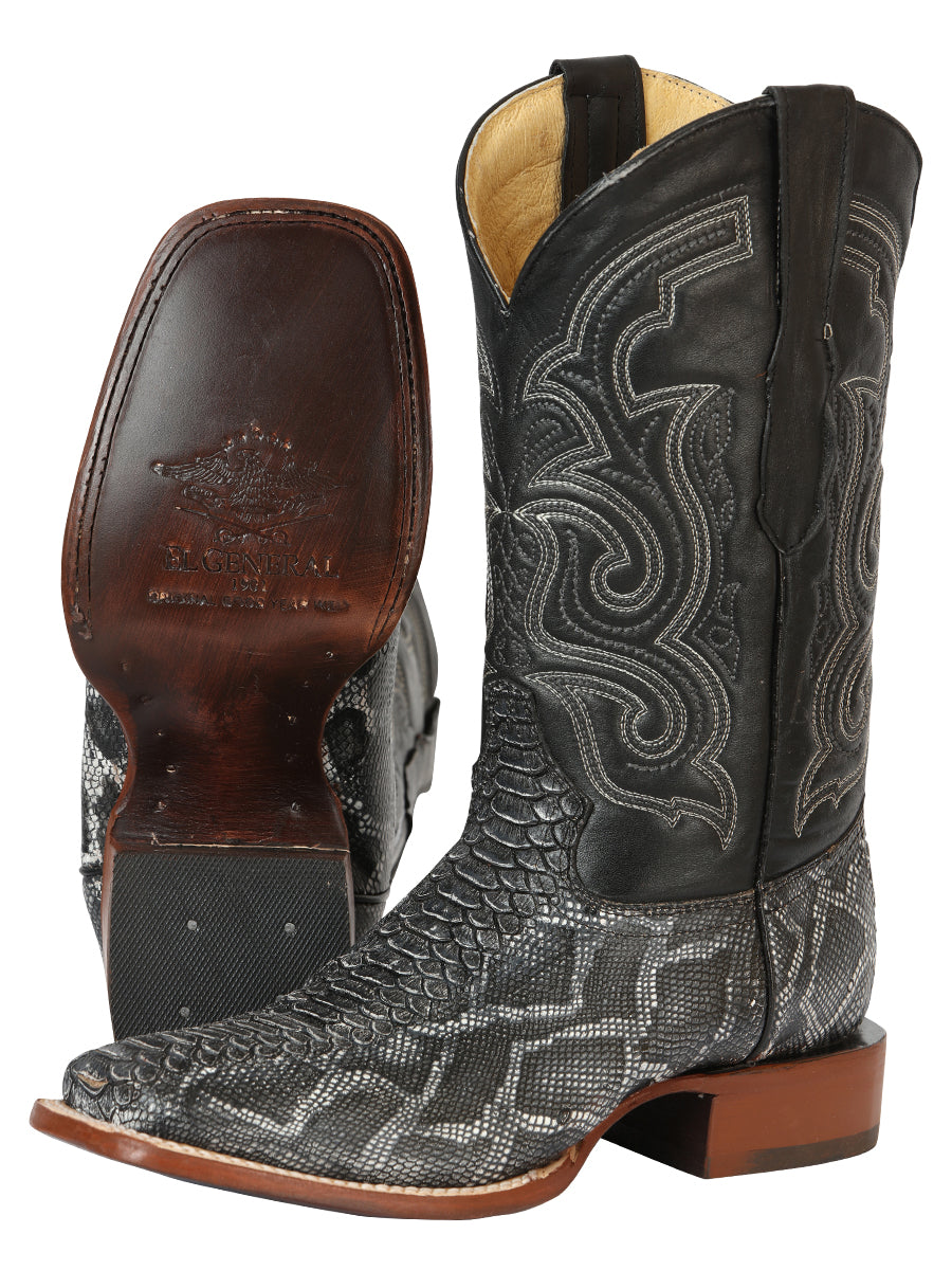 El General Men's Python Imitation Rodeo Boots - Gray 45432