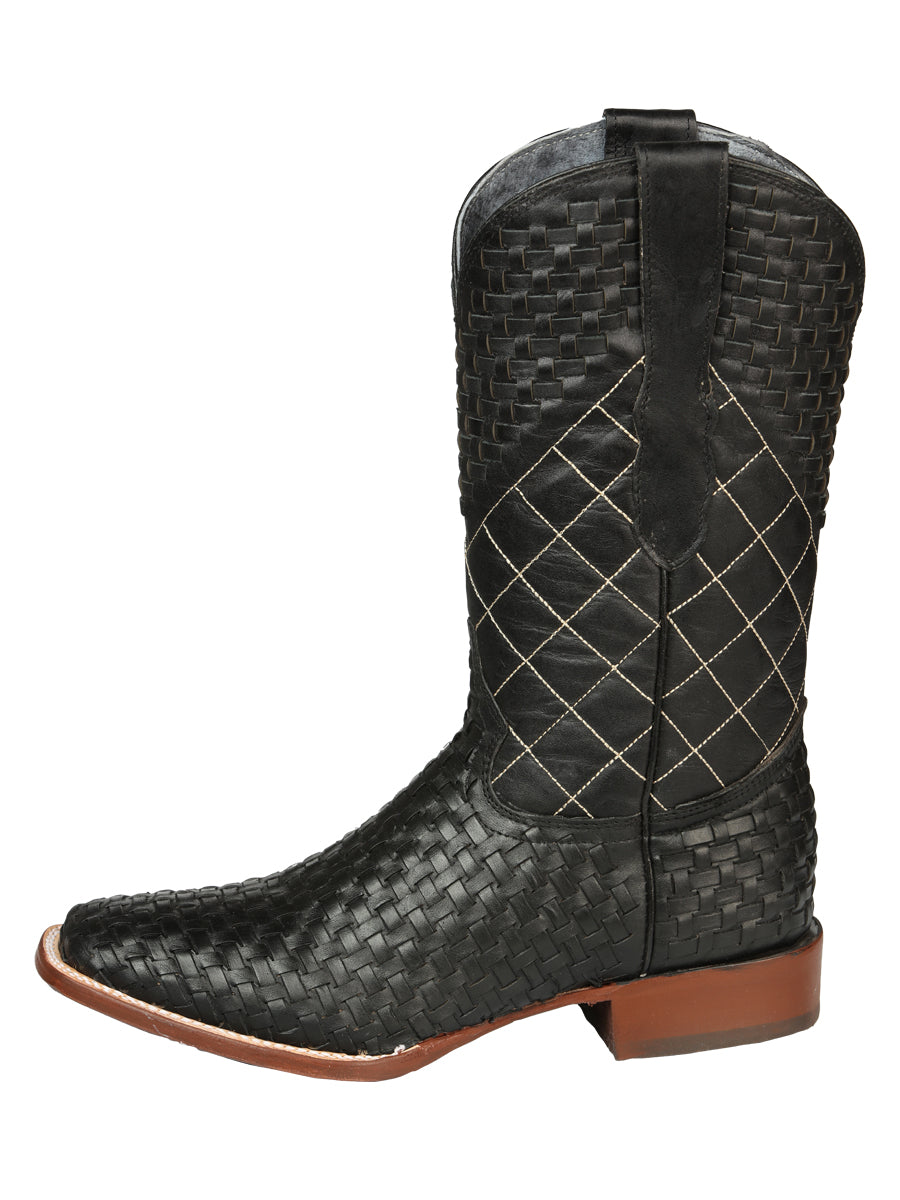 El General Men's Rodeo Boots, Petatillo Leather - Black 45438