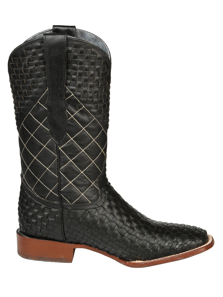 El General Men's Rodeo Boots, Petatillo Leather - Black 45438