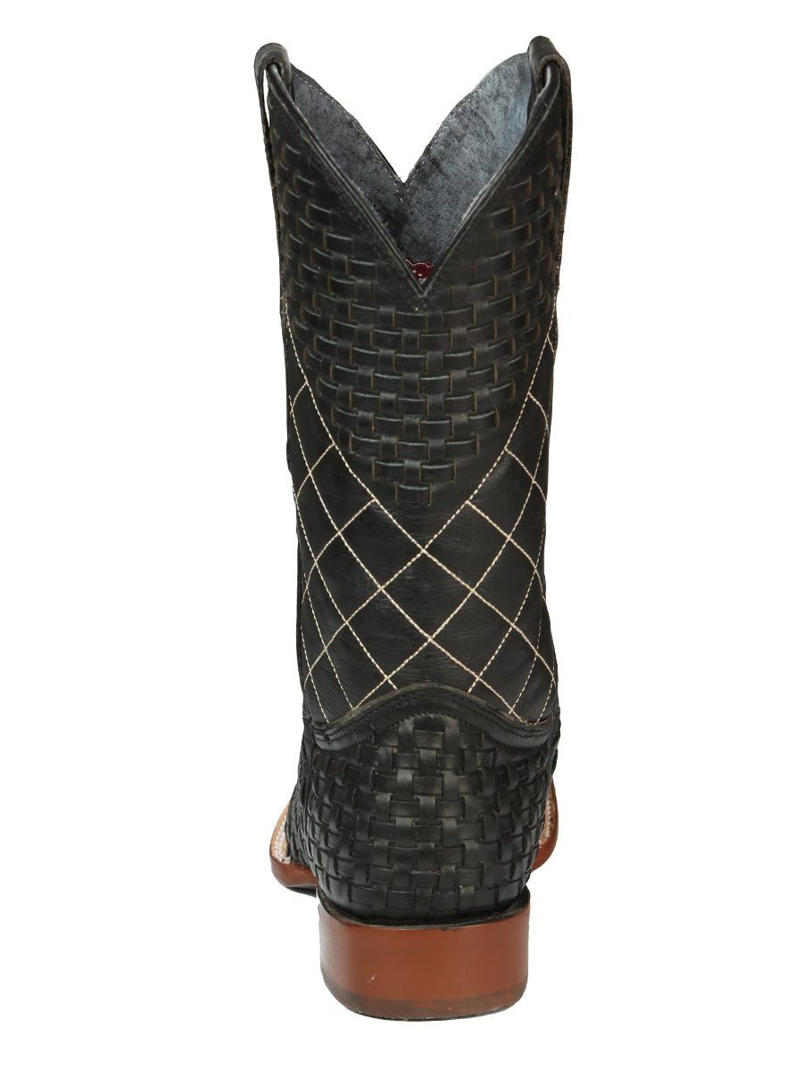 El General Men's Rodeo Boots, Petatillo Leather - Black 45438