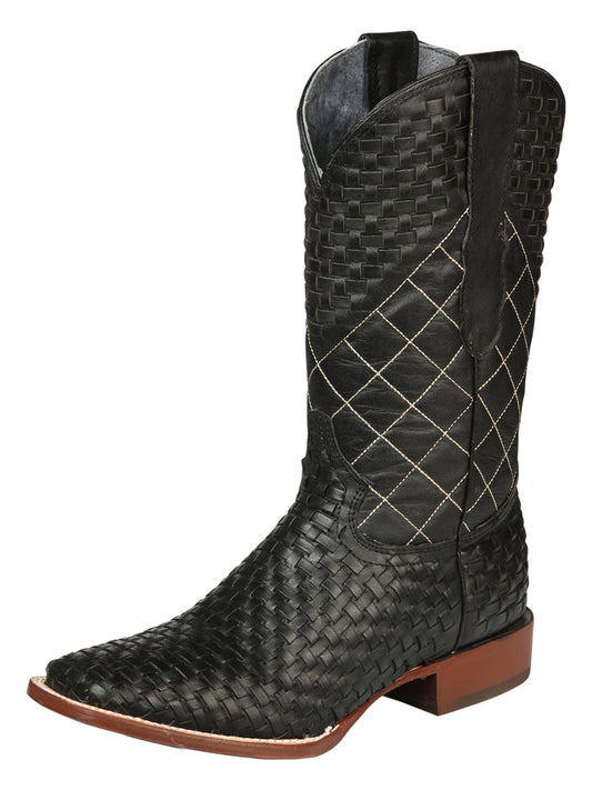 El General Men's Rodeo Boots, Petatillo Leather - Black 45438