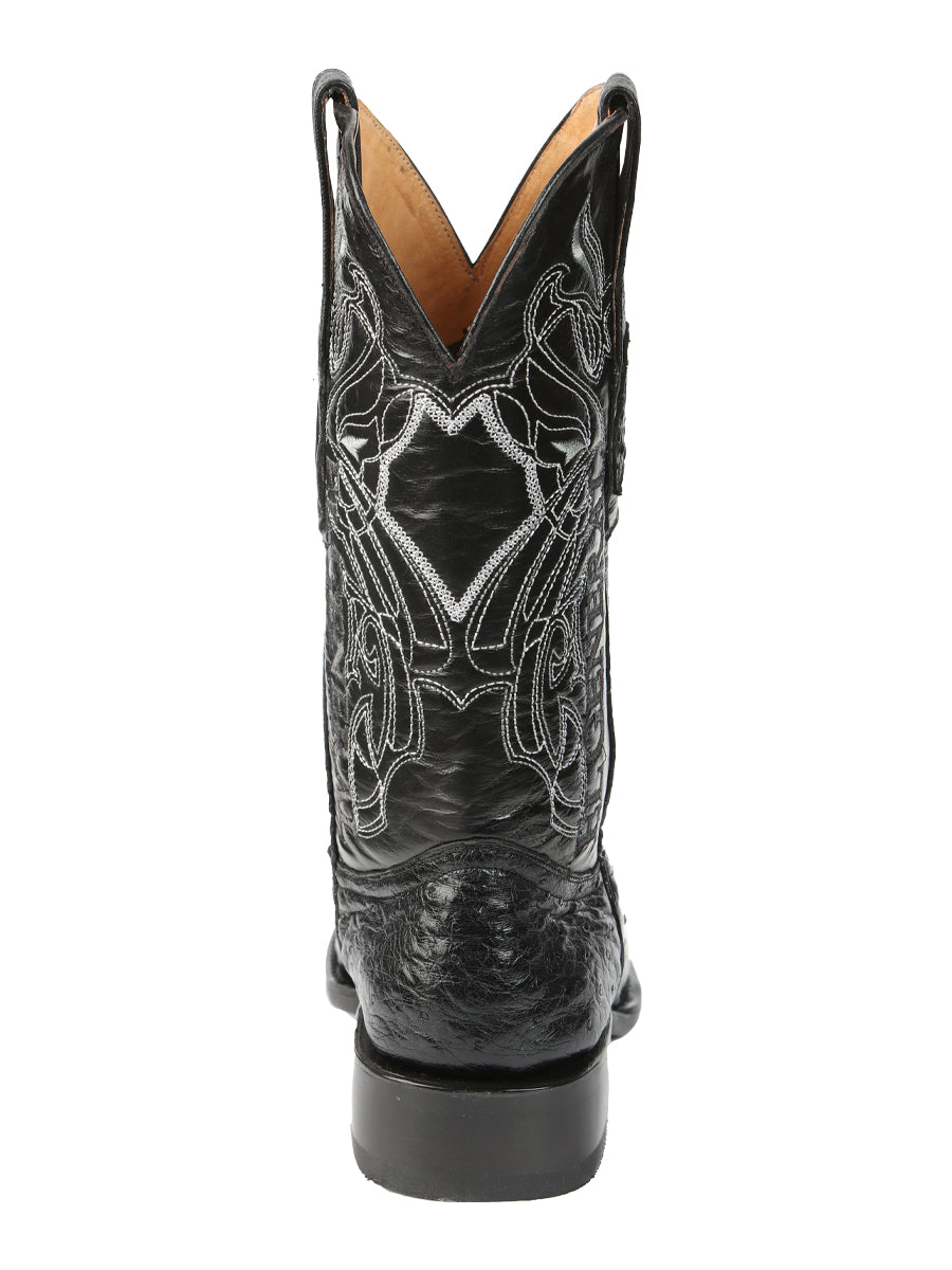 El General Men's Exotic Ostrich Leather Cowboy Boots - Black 45515