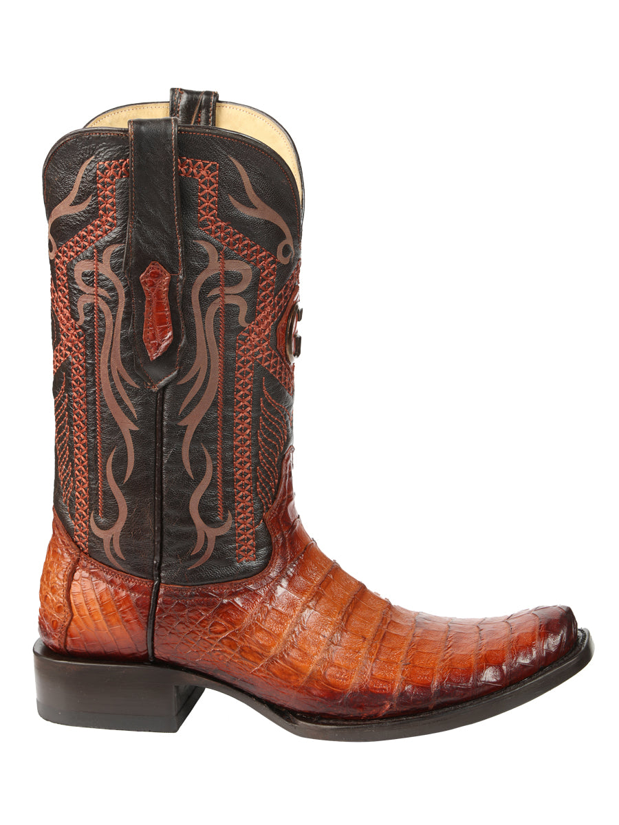 El General Men's Exotic Caiman Belly Cowboy Boots - Cognac 45520