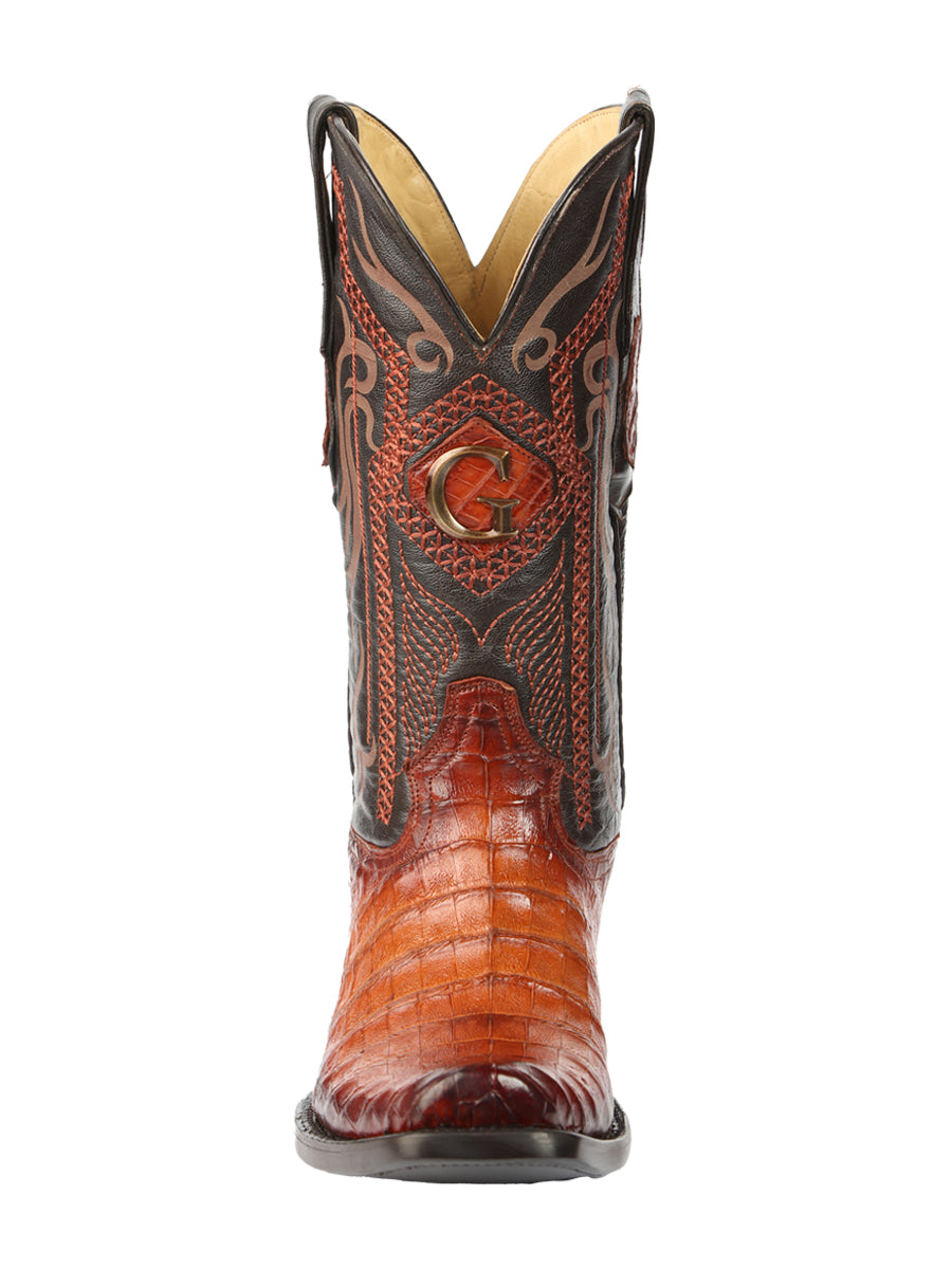 El General Men's Exotic Caiman Belly Cowboy Boots - Cognac 45520