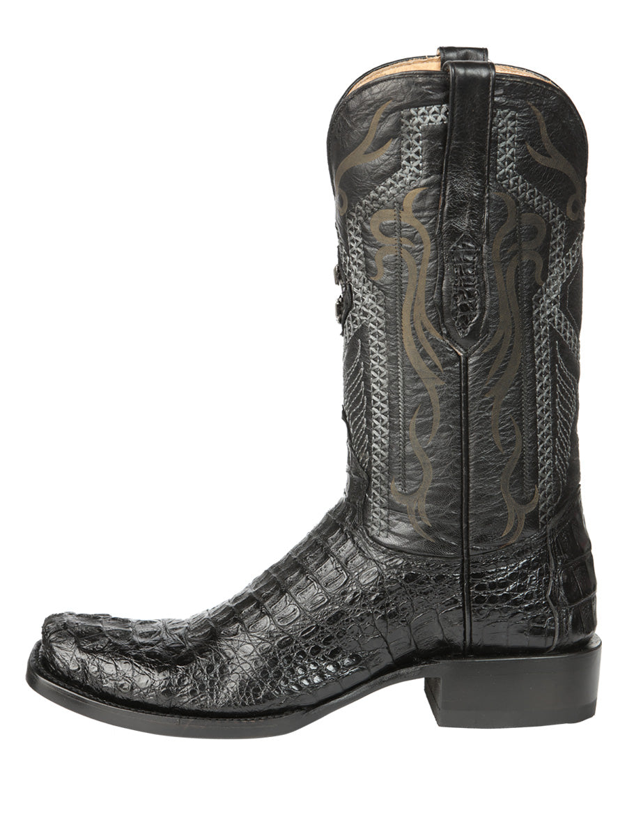 El General Men's Exotic Caiman Nuca Cowboy Boots - Black 45521
