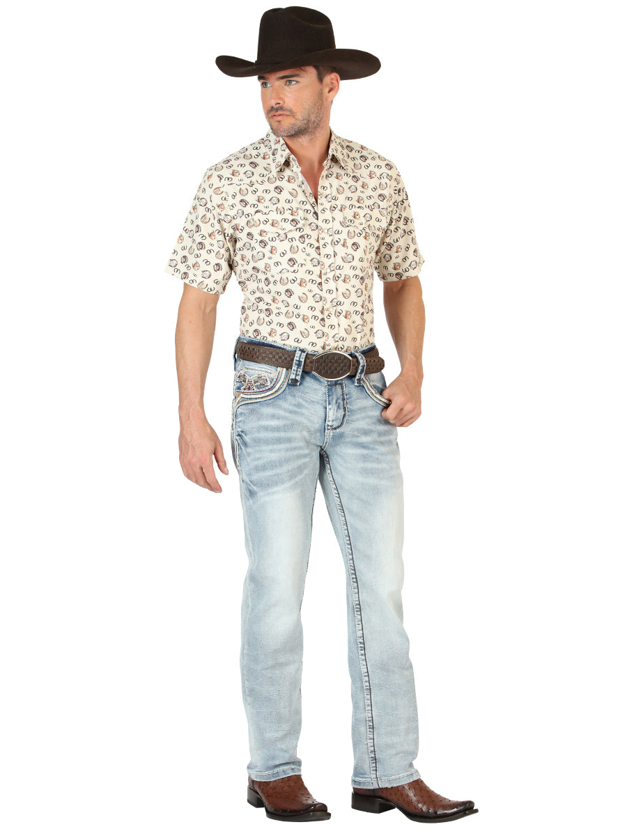 Centenario Men's Premium Denim Boot Cut Pants - Medium Blue 45533