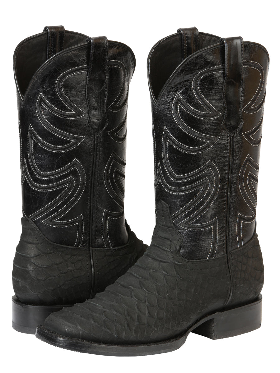 El General Men's Rodeo Boot Imitation Python - Black 45561