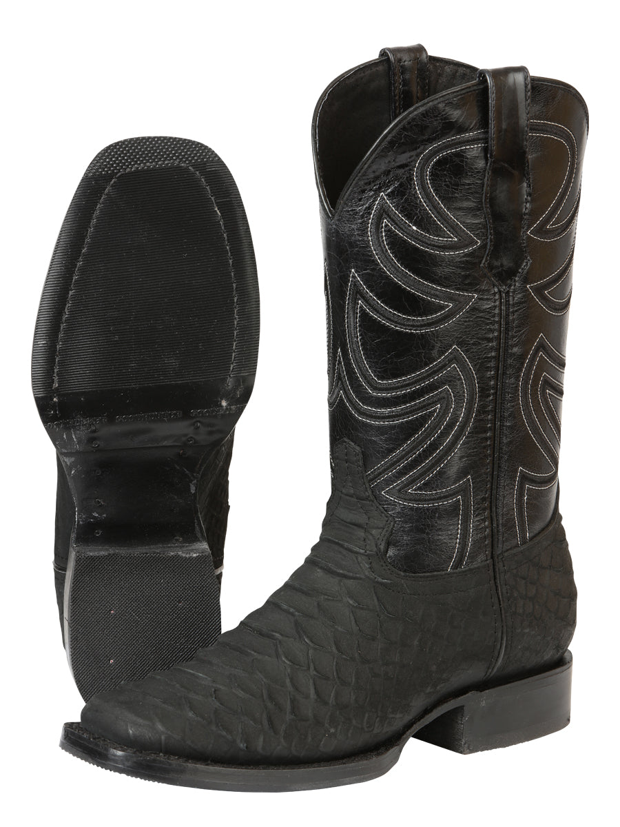 El General Men's Rodeo Boot Imitation Python - Black 45561