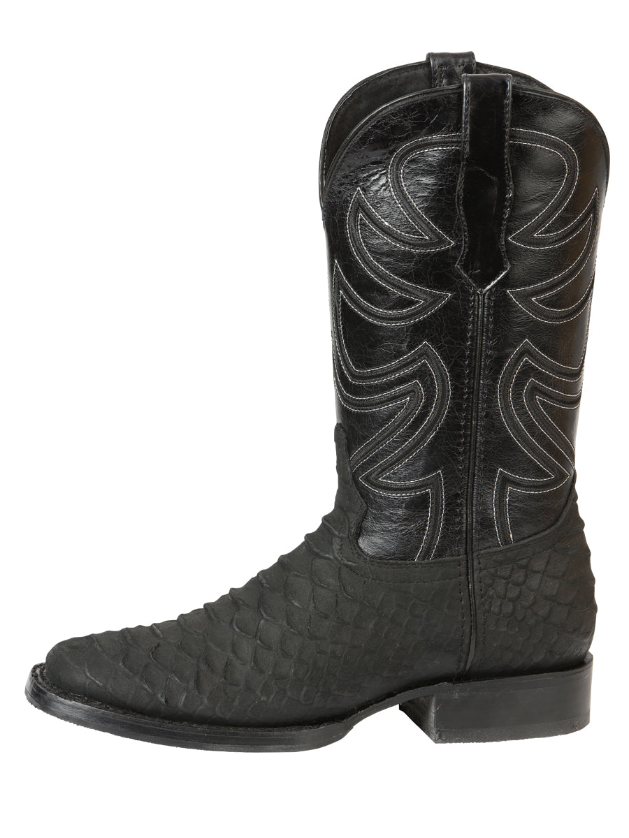 El General Men's Rodeo Boot Imitation Python - Black 45561