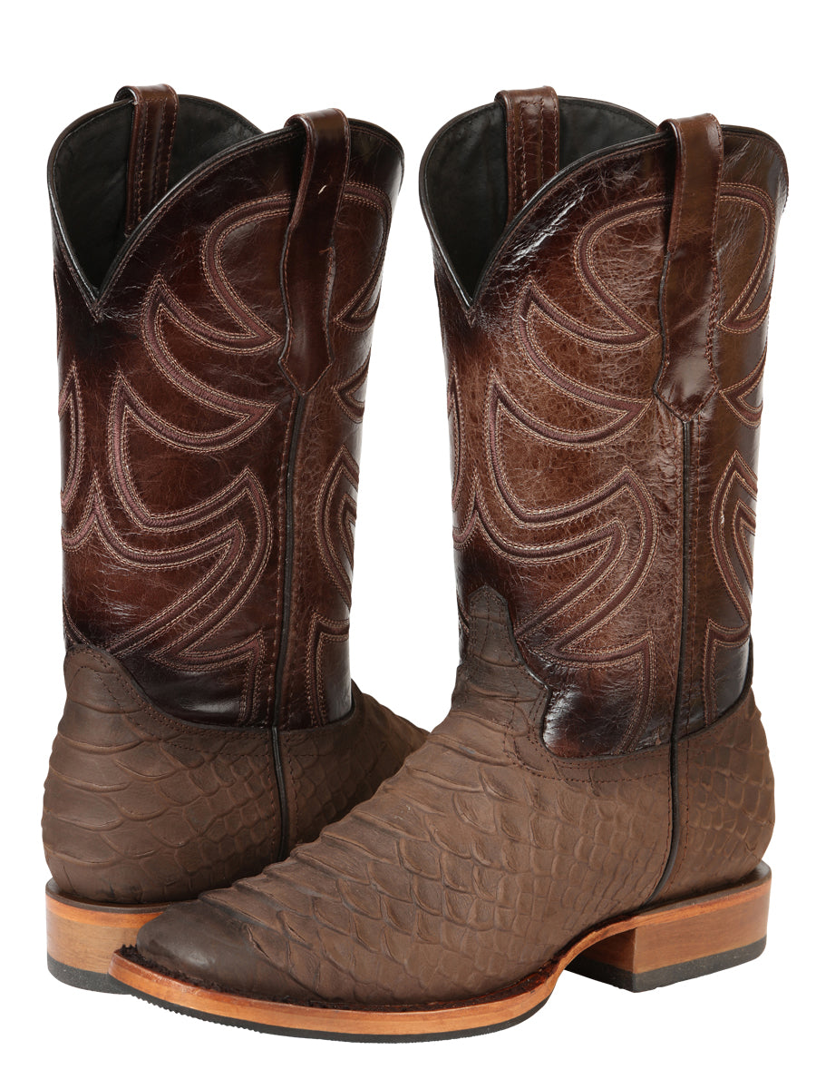 El General Men's Rodeo Boot, Imitation Python - Brown 45562