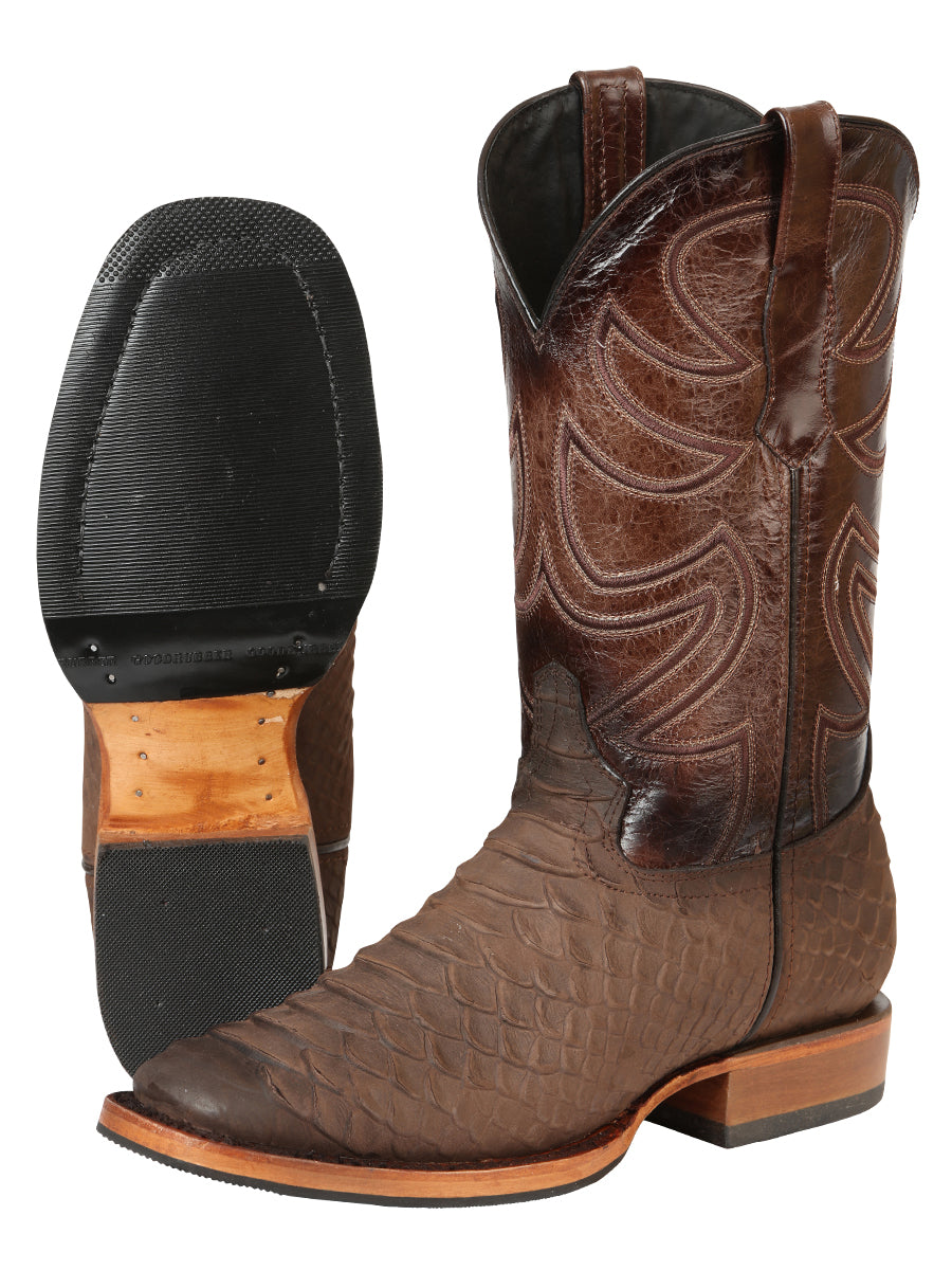 El General Men's Rodeo Boot, Imitation Python - Brown 45562