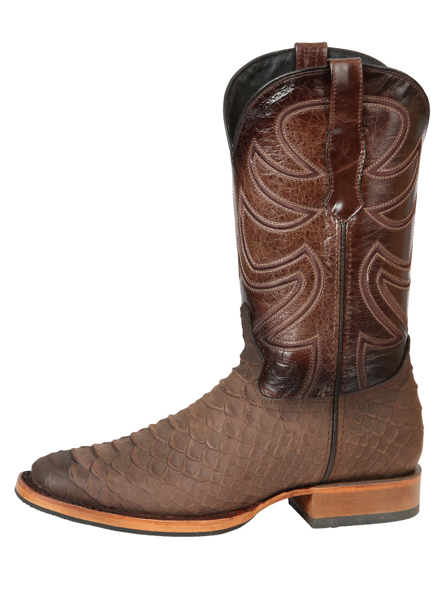 El General Men's Rodeo Boot, Imitation Python - Brown 45562