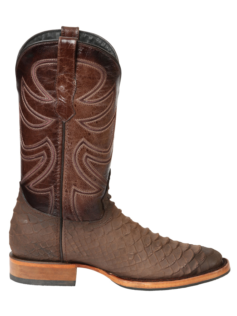 El General Men's Rodeo Boot, Imitation Python - Brown 45562