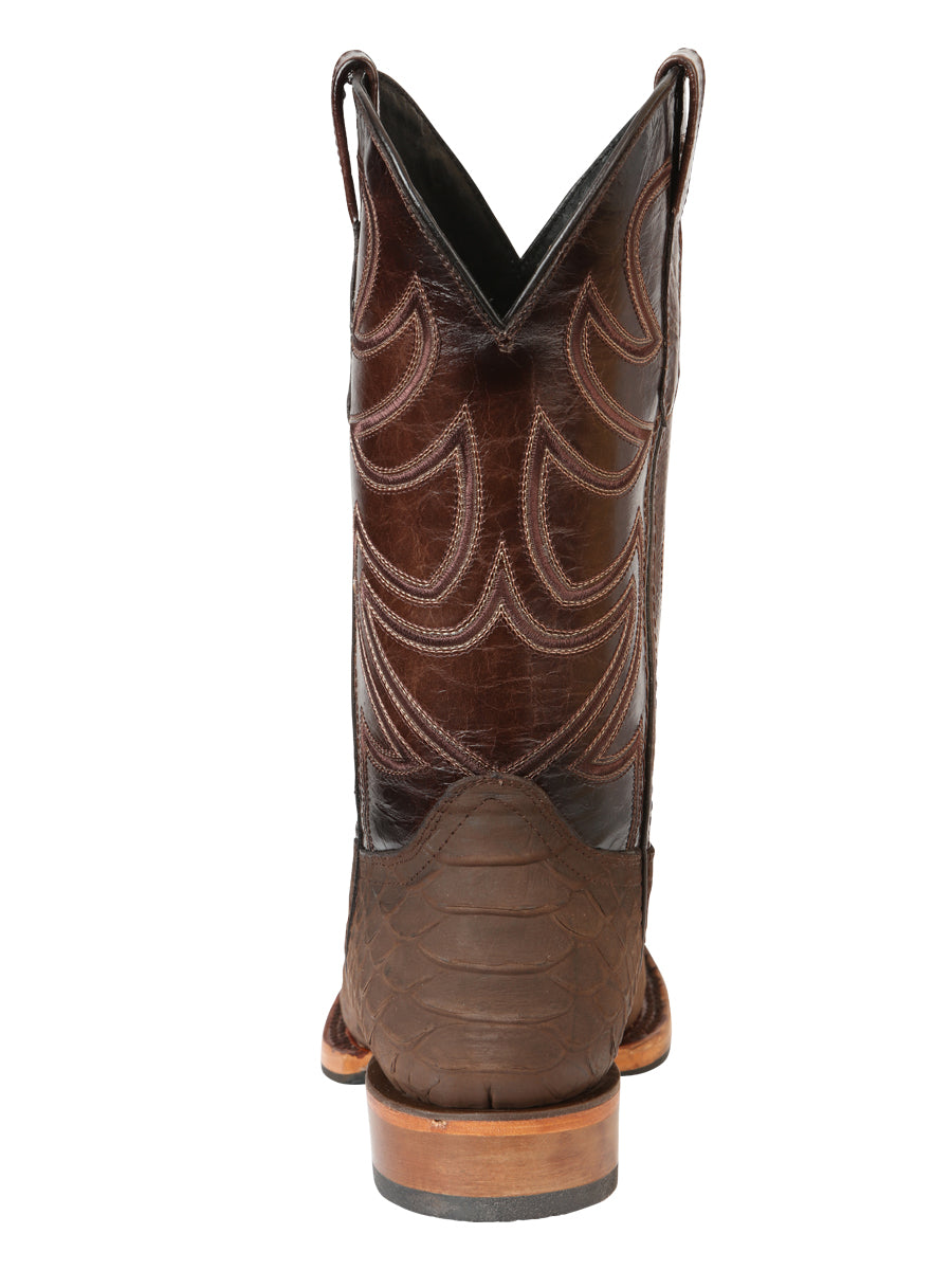 El General Men's Rodeo Boot, Imitation Python - Brown 45562