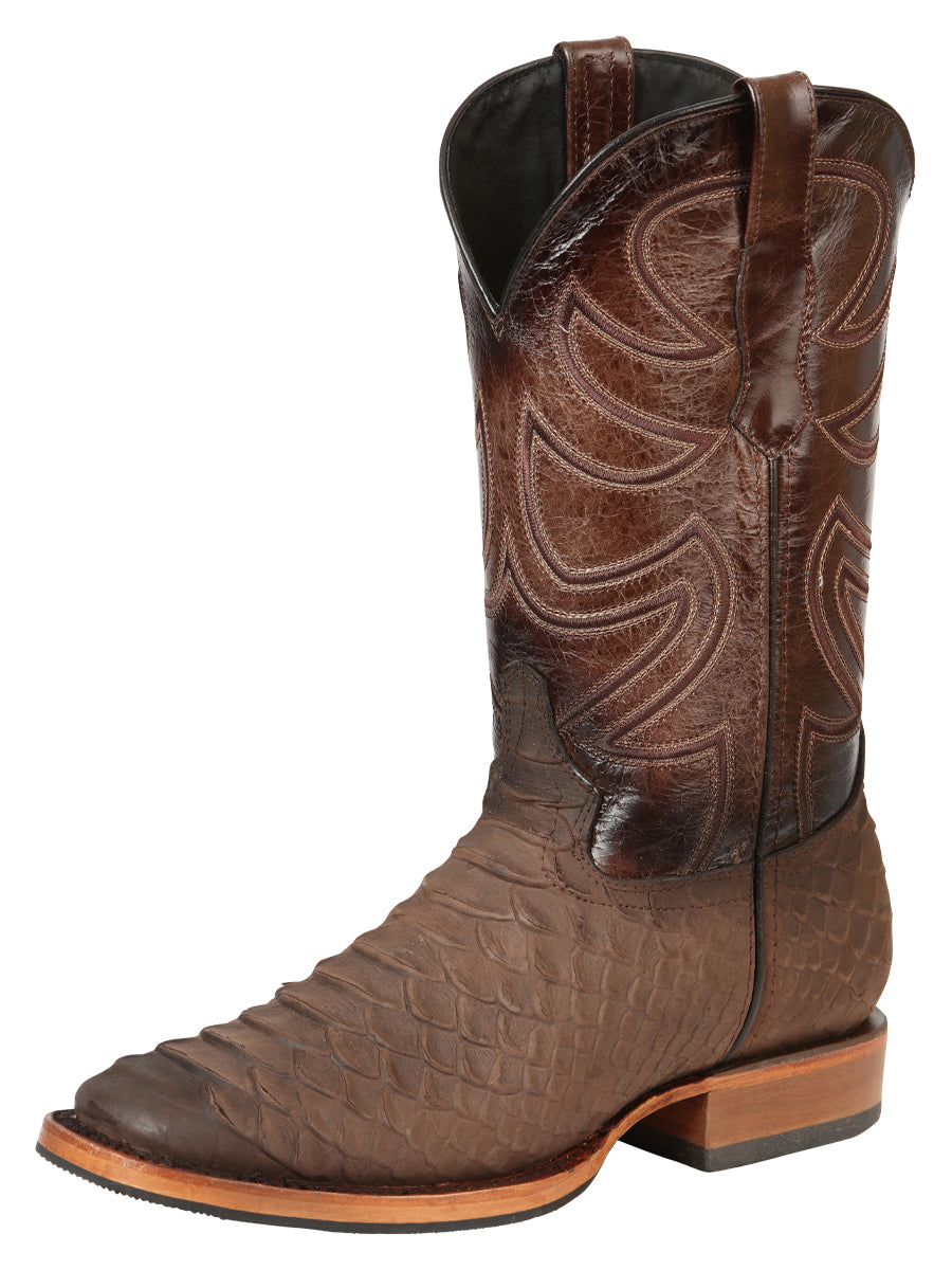 El General Men's Rodeo Boot, Imitation Python - Brown 45562