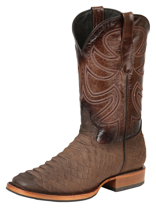 El General Men's Rodeo Boot, Imitation Python - Brown 45562