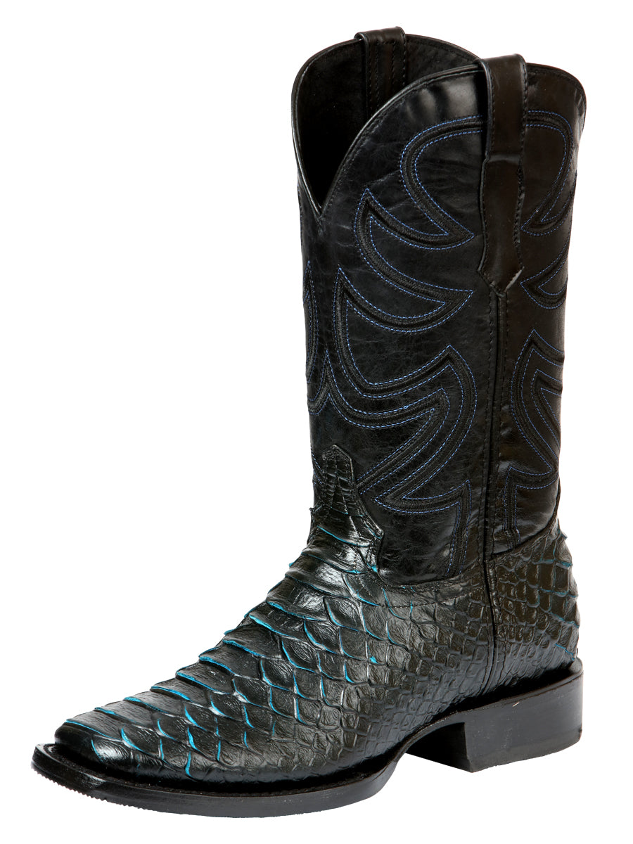 El General Men's Rodeo Boot, Imitation Python - Black/Blue 45564