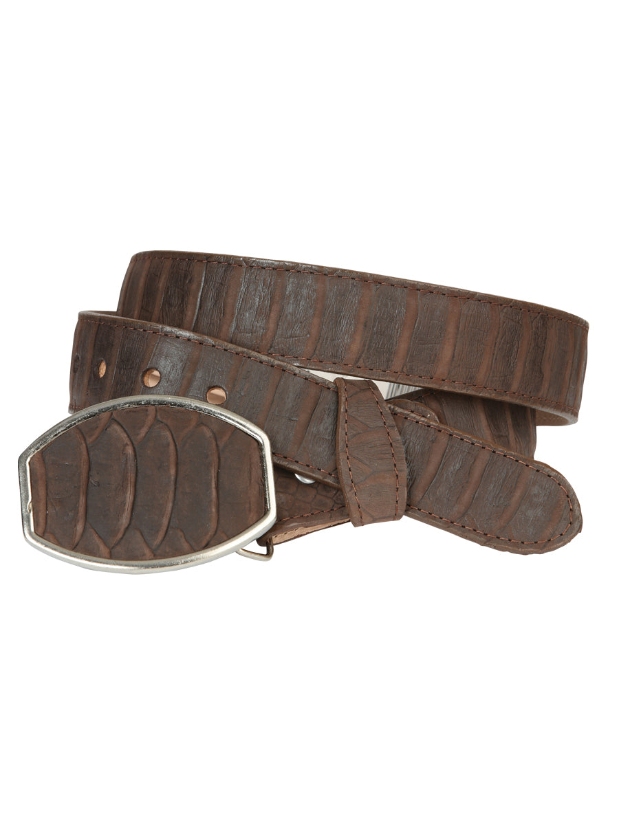 Men's Western Belt El General Imitation Python - Brown 45570