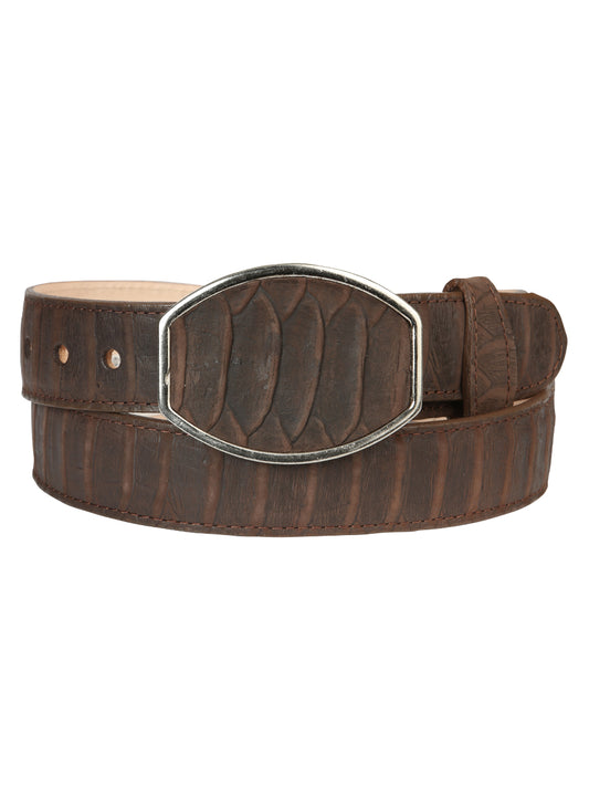 Men's Western Belt El General Imitation Python - Brown 45570