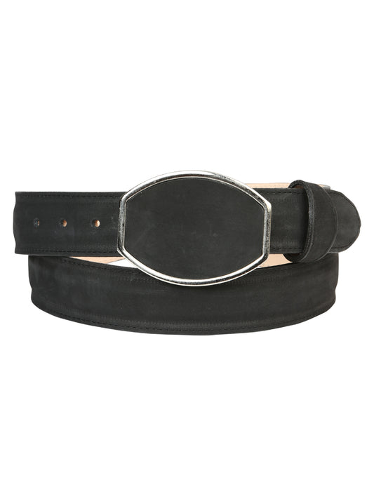 El General Men's Western Nubuck Black Belt 45575