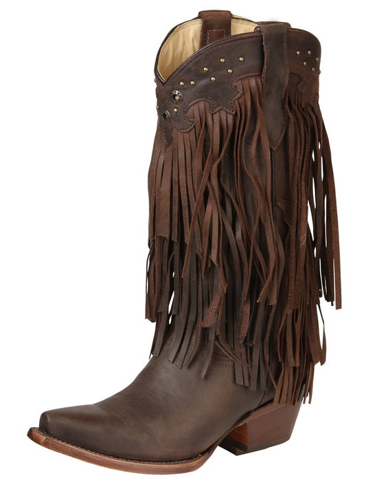 El General Women’s Fringe Western Boots - Choco 45795