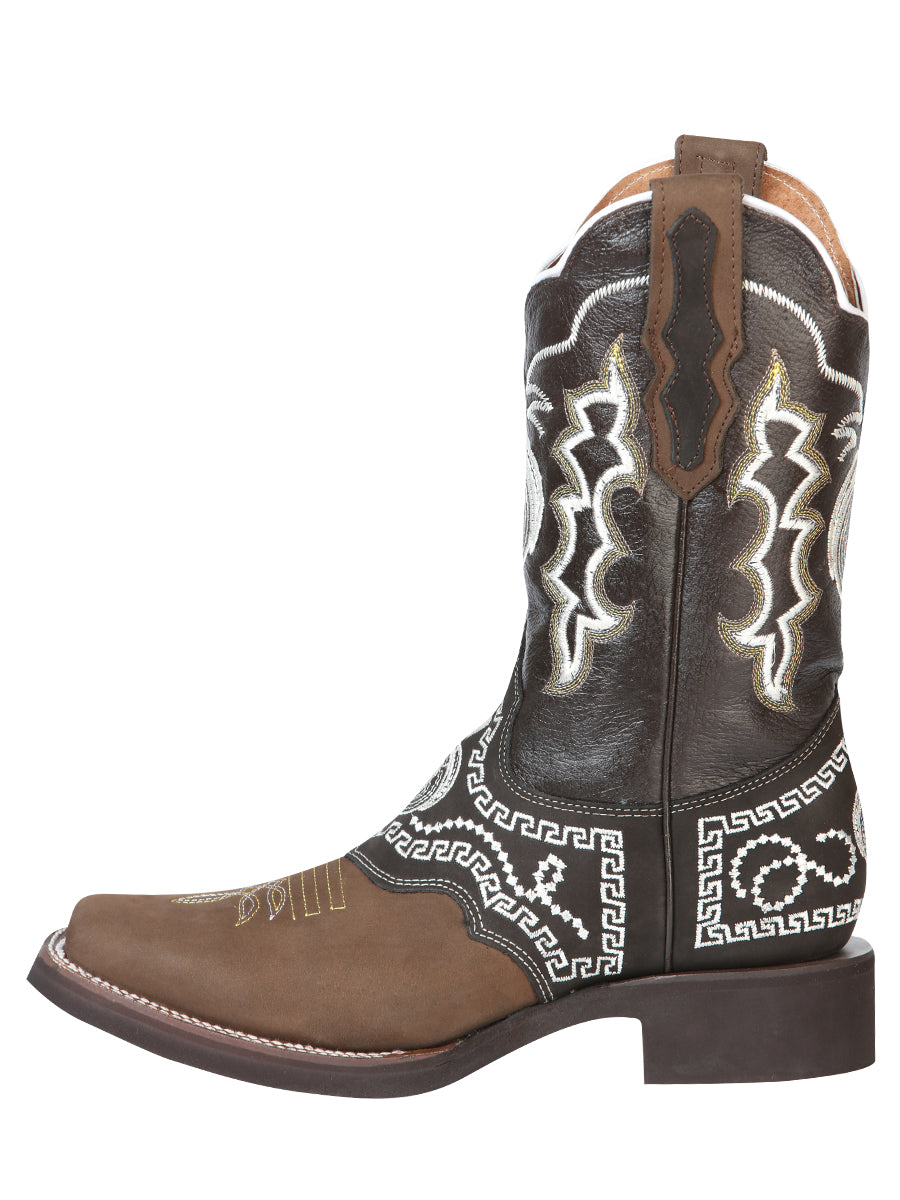 El General Rodeo Boot - Dark Brown Nubuck with Embroidery 51117