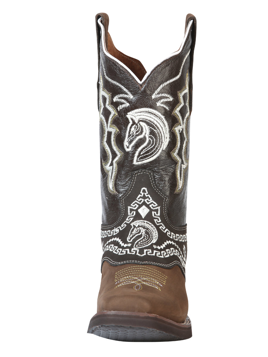 El General Rodeo Boot - Dark Brown Nubuck with Embroidery 51117