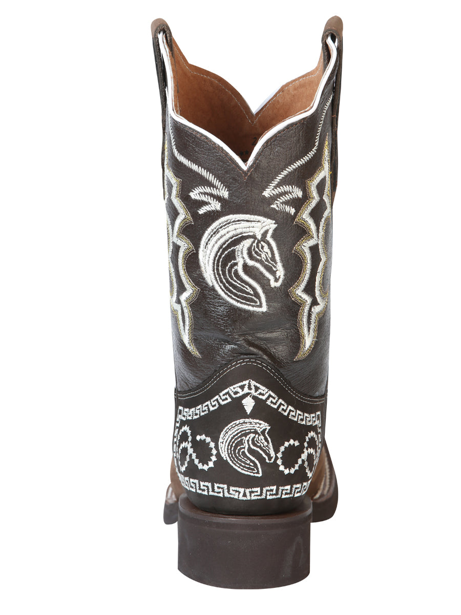 El General Rodeo Boot - Dark Brown Nubuck with Embroidery 51117