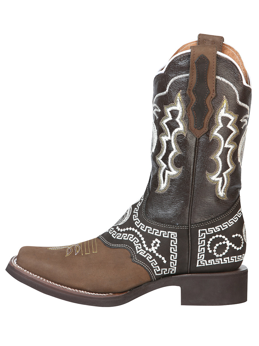 El General Rodeo Boot - Dark Brown Nubuck with Embroidery 51117